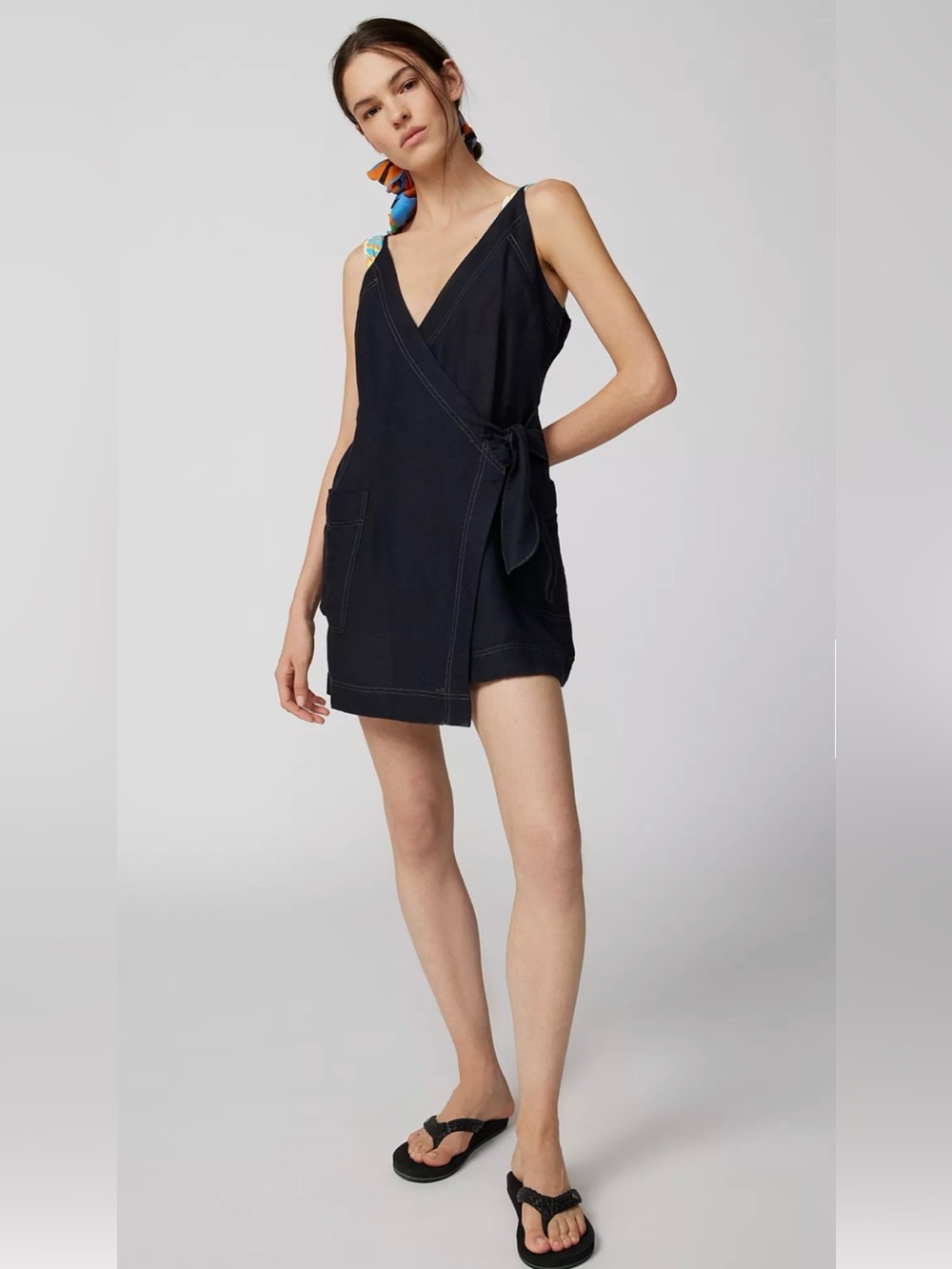 Urban Outfitters Wrap Me Up Linen mini dress